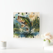 活気あふれるジャンプバスレ図解入りの、写真付きのーク スクエア壁時計 (ホーム)