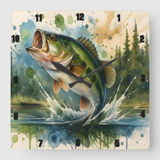 活気あふれるジャンプバスレ図解入りの、写真付きのーク スクエア壁時計 (正面)