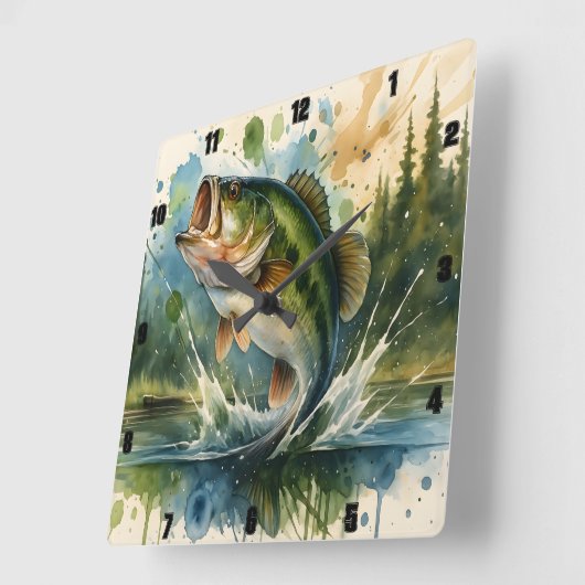 活気あふれるジャンプバスレ図解入りの、写真付きのーク スクエア壁時計 (傾斜)