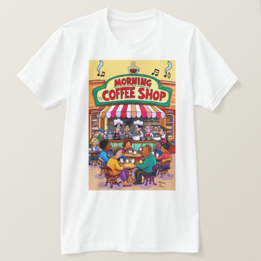 活気あふれるモーニングコーヒービア Tシャツ (デザイン正面)