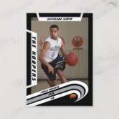 活気あるシルバーブラックのバスケットボールトレーディングカード コーリングカード (正面)