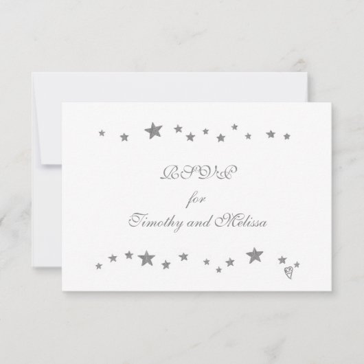 活気あるシルバー星RSVPの結婚応答カード 出欠カード (正面)