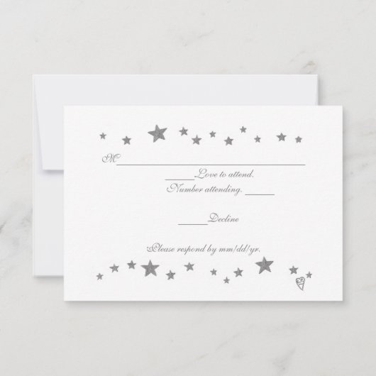 活気あるシルバー星RSVPの結婚応答カード 出欠カード (裏面)