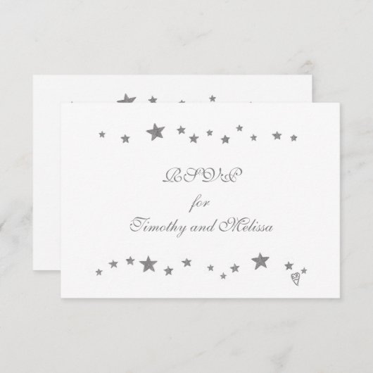 活気あるシルバー星RSVPの結婚応答カード 出欠カード (正面/裏面)