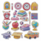 活気ある学校の備品と教育ツール シール (正面)