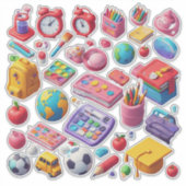 活気ある学校の備品と教育ツール シール (正面)