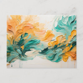 活気ある春の油アクリルアート ポストカード