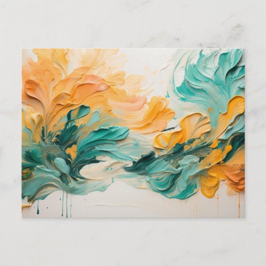 活気ある春の油アクリルアート ポストカード (正面)