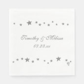 活気ある銀パーソナライズされた星結婚のナプキン スタンダードランチョンナプキン (正面)
