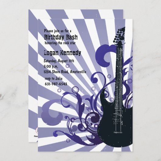 活気があるギターの招待状 招待状 (正面/裏面)