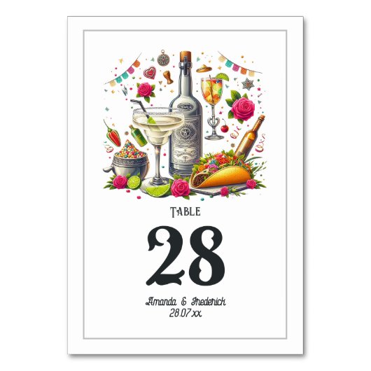 活気とおもしろいタコスとテキラフィエスタ結婚ズ テーブルナンバー (正面)