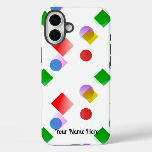 活気とカラフル円と正方形 iPhone 16 PLUSケース