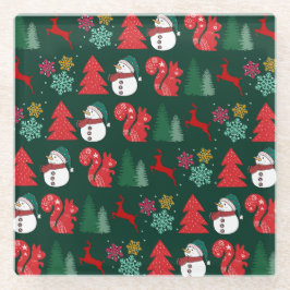 活気と陽気なクリスマスコースター ガラスコースター