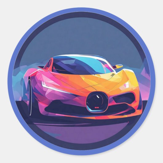 活気に満ちた描写スポーツカー ラウンドシール (正面)
