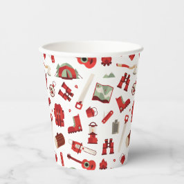 活気のあるキャンピングアイコンインフェスティバルアドベンチャーテーマ 紙コップ