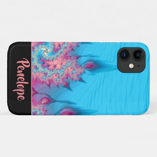 活気のあるコーラルリーフフラクタル海抽象芸術と名前 Case-Mate iPhoneケース (裏面(横))