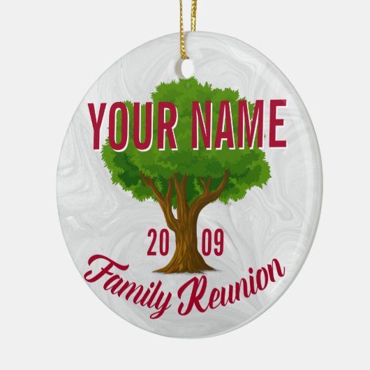活気のあるツリーパーソナライズされたファミリー懇親会 セラミックオーナメント (左)