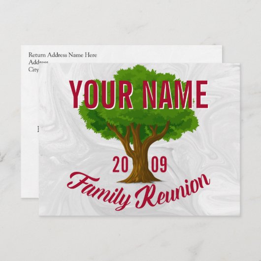 活気のあるツリーパーソナライズされたファミリー懇親会 ポストカード (正面/裏面)