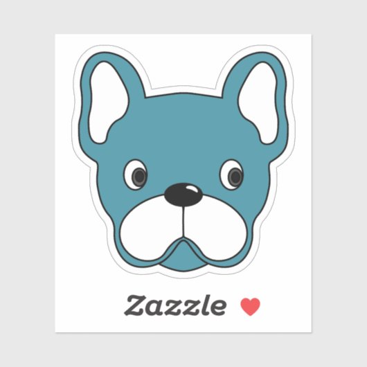 活気のあるティール（緑がかった色）ブルドッグ3"x3"ビニールステッカー シール (シート)