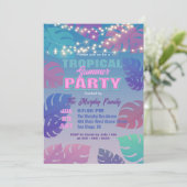 活気のあるパステルカラーエキゾチックな夏のパーティー 招待状 (スタンド正面)