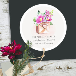 活気のあるピンクのフローラメールボックス移動したアドレス ラウンドシール