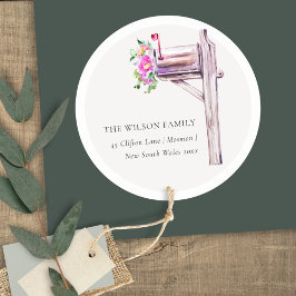 活気のあるピンクのフローラメールボックス移動したアドレス ラウンドシール