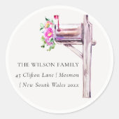 活気のあるピンクのフローラメールボックス移動したアドレス ラウンドシール (正面)