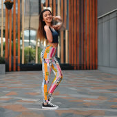 活気のあるピンクオレンジイエロー抽象芸術 レギンス