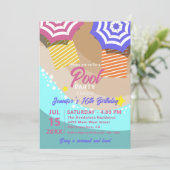 活気のある夏16th誕生日プールパーティー 招待状 (スタンド正面)