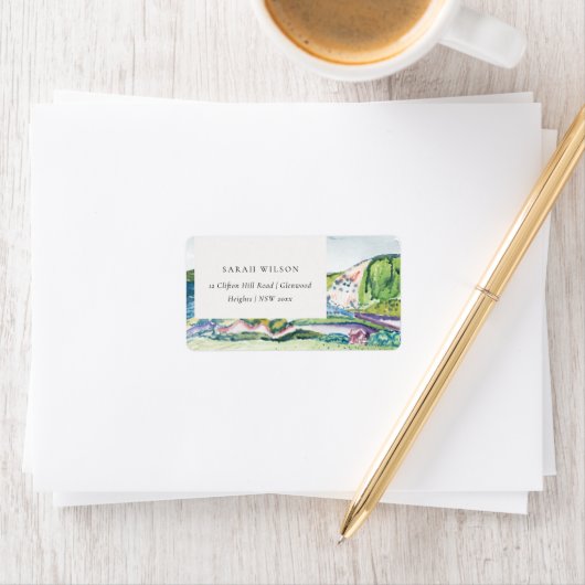 活気のある山の風景赤面水の色アドレス ラベル (インサイチュ)