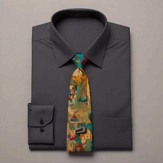 活気のある抽象芸術シェイプパターンタイ ネクタイ