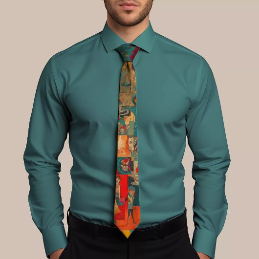 活気のある抽象芸術シェイプパターンタイ ネクタイ