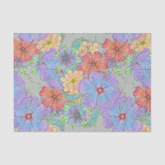 活気のある紫色のオレンジイエローボホ開花 薄葉紙 (正面)