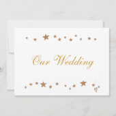 活気のある金ゴールドスターズアール結婚式招待状 招待状 (正面)