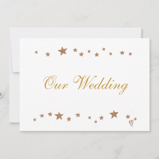 活気のある金ゴールドスターズアール結婚式招待状 招待状 (正面)