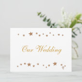 活気のある金ゴールドスターズアール結婚式招待状 招待状 (スタンド正面)