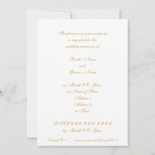 活気のある金ゴールドスターズアール結婚式招待状 招待状 (裏面)