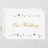 活気のある金ゴールドスターズアール結婚式招待状 招待状 (正面/裏面)