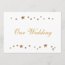 活気のある金ゴールドスターズアール結婚式招待状