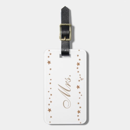 活気のある金ゴールドスターミセス荷物タグ ラゲッジタグ (正面縦)