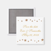 活気のある金ゴールド星、日付の磁結婚石を保存 マグネット (正面/裏面)