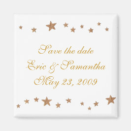 活気のある金ゴールド星、日付の磁結婚石を保存 マグネット