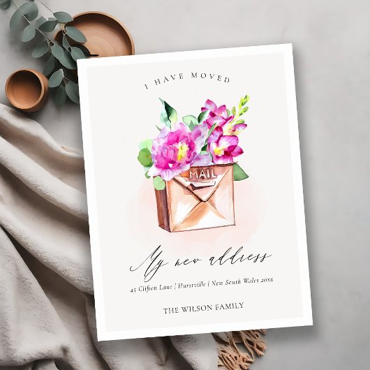 活気エレガントのあるピンクのフローラメールボックス移動 ポストカード