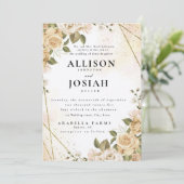 活気エレガントのある金の結婚式招待状 招待状 (スタンド正面)