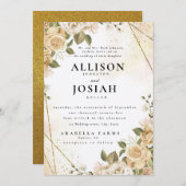 活気エレガントのある金の結婚式招待状 招待状 (正面/裏面)