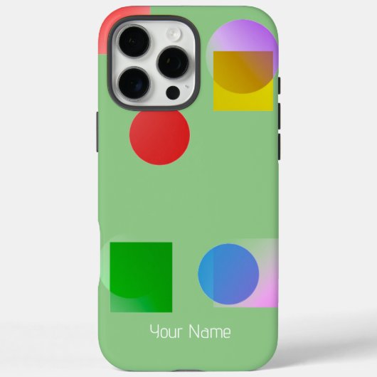 活気カラフルのある円と正方形、セージ緑の名前 Case-Mate iPhoneケース (裏面)