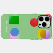 活気カラフルのある円と正方形、セージ緑の名前 Case-Mate iPhoneケース (裏面 (横))