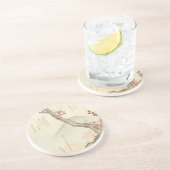 活気付くスモモの木の後ろの富士山 コースター (側面)