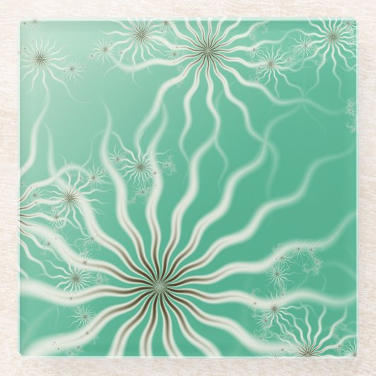 活気付く光線のフラクタルの飲料用コースター ガラスコースター (正面)