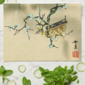 活気付く枝1895年上の満月 キッチンタオル (折り畳み)